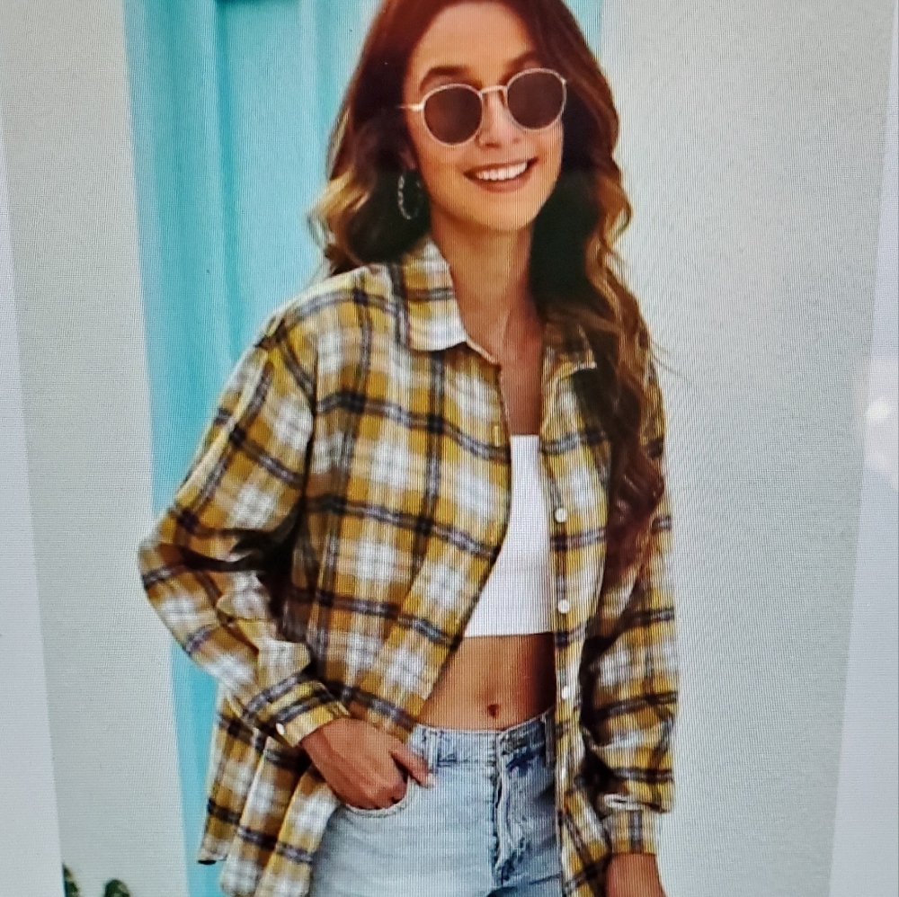 A Girl Thing Yellow Plaid Shirt